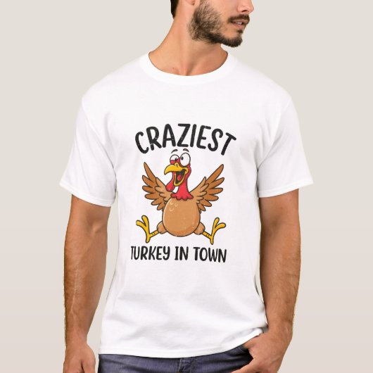 Crazy Craziest Thanksgiving Turkije T-shirt (Voorkant)