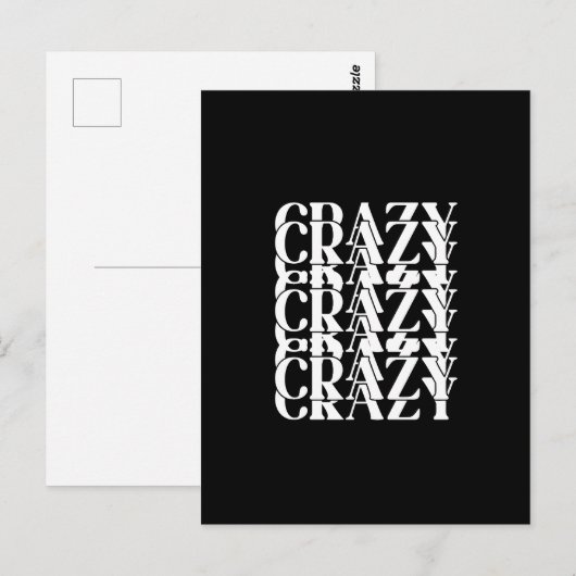 Crazy Crazy Crazy Herhalend Trippy Woord Design Briefkaart (Voorkant / Achterkant)