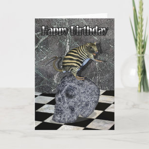 Crazy Created Birthday Card zebrat op schedel Kaart