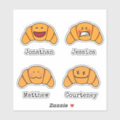 Crazy Croissants Quartet met gepersonaliseerde nam Sticker (Vel)