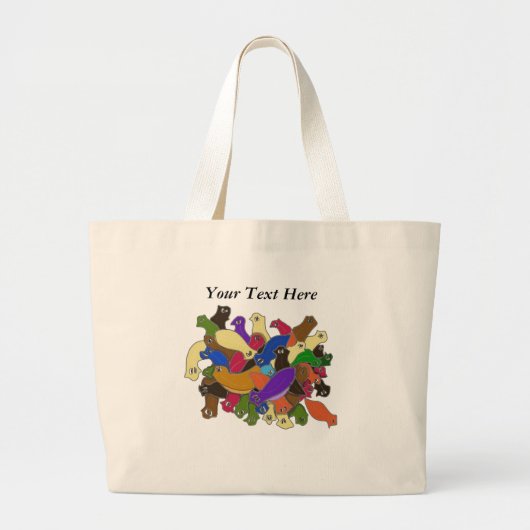 Crazy Cross Eyed Planarian Worms Design 2 Grote Tote Bag (Voorkant)