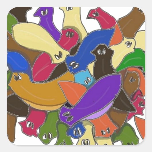 Crazy Cross Eyed Planarian Worms Design 2 Vierkante Sticker (Voorkant)