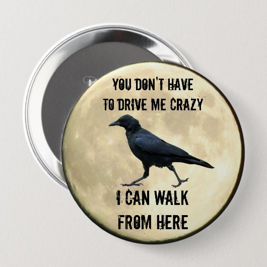 Crazy Crow en Full Moon Meme Ronde Button 4,0 Cm (Voorkant /achterkant)