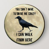 Crazy Crow en Full Moon Meme Ronde Button 4,0 Cm (Voorkant)