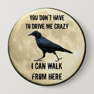Crazy Crow en Full Moon Meme Ronde Button 4,0 Cm