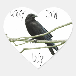 Crazy Crow Lady Heart Sticker