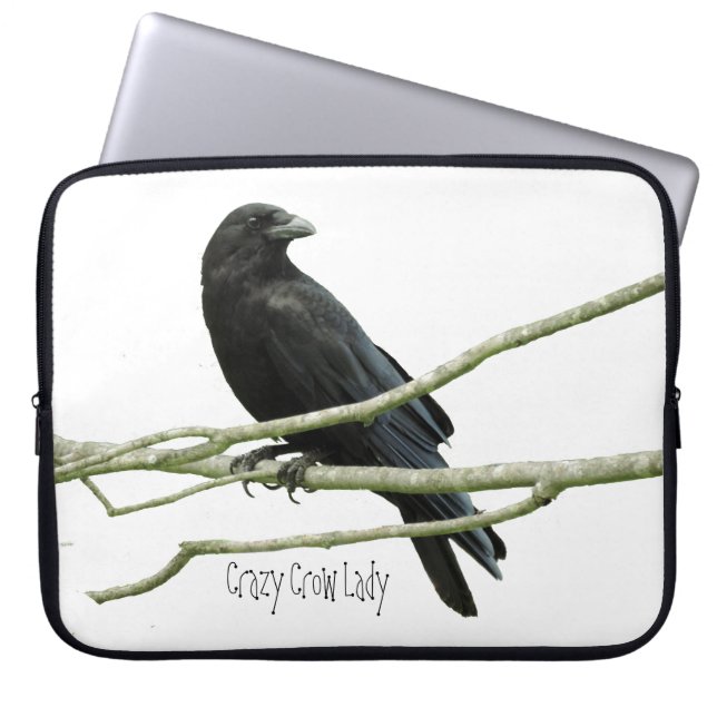 Crazy Crow Lady laptophoes Laptop Sleeve (Voorkant)