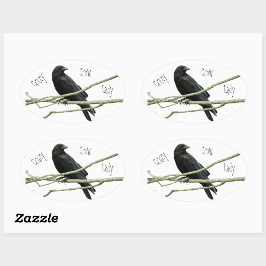 Crazy Crow Lady Ovale Sticker (Vel)