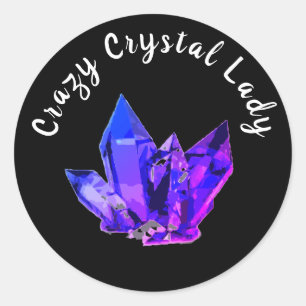 Crazy Crystal Lady Black Ronde Sticker