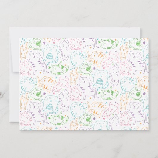 Crazy Cute Cats Birthday Party Custom Invitation Kaart (Achterkant)