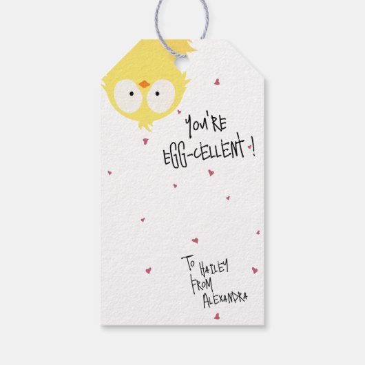 Crazy Cute “You're Egg-cellent!” Chicken Pun  Cadeaulabel (Achterkant)