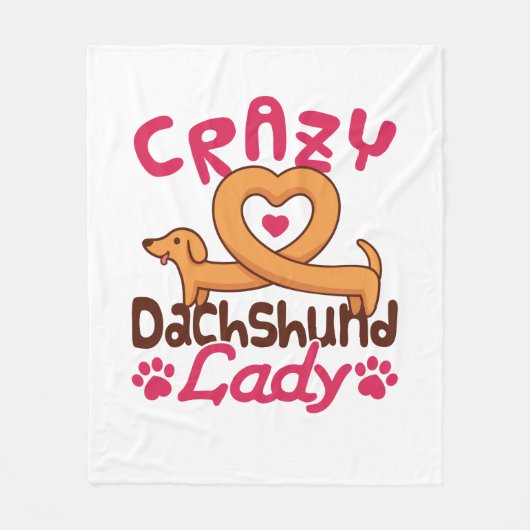 Crazy Dachshund Lady Doxie mama Fleece Deken (Voorkant)