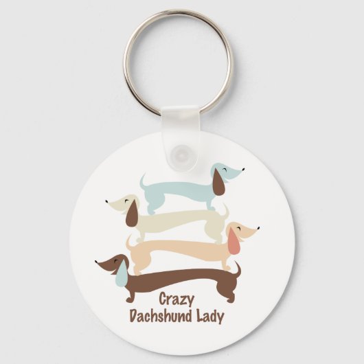 Crazy Dachshund Lady Sleutelhanger (Voorkant)