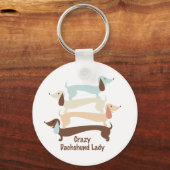 Crazy Dachshund Lady Sleutelhanger (Voorkant)