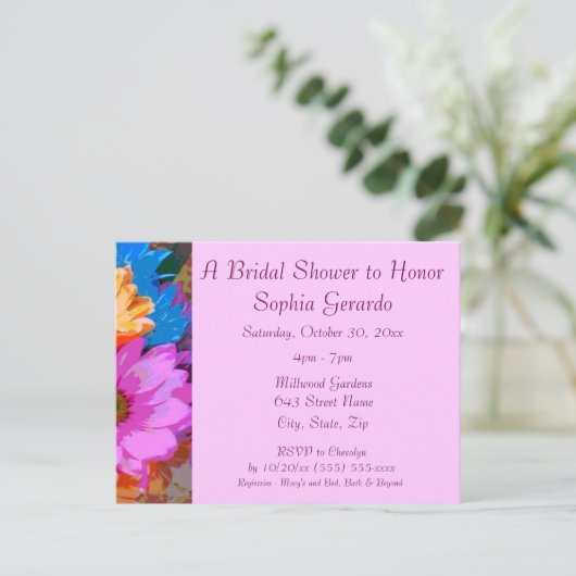 "Crazy Daisies" (1) - Uitnodiging voor bruidsdouch (Staand voorkant)