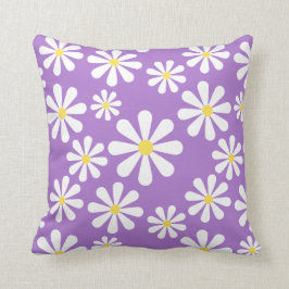 Crazy Daisy Paars White Yellow Floral Kussen