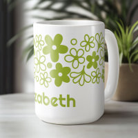 Crazy Daisy Pattern in Spring Green met naam