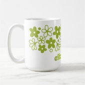 Crazy Daisy Pattern in Spring Green met naam Koffiemok (Links)