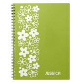 Crazy Daisy Pattern in Spring Green met naam Notitieboek (Voorkant)