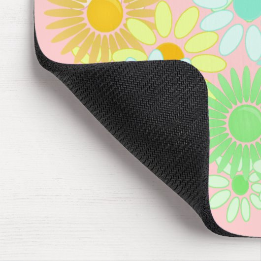 Crazy Daisy retro style mousepad Flower power Muismat (Hoek)