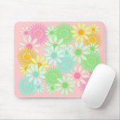 Crazy Daisy retro style mousepad Flower power Muismat (Met muis)