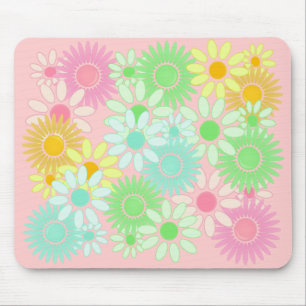 Crazy Daisy retro style mousepad Flower power Muismat