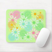 Crazy Daisy retro style mousepad Flower power Muismat (Met muis)