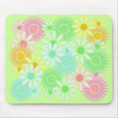 Crazy Daisy retro style mousepad Flower power Muismat (Voorkant)