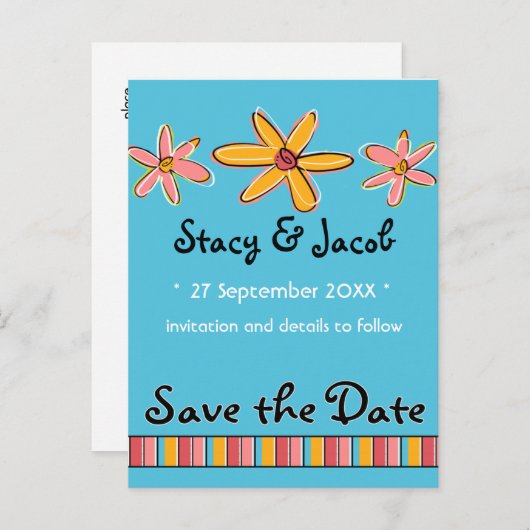 Crazy Daisy "Save the Date" Briefkaart (Voorkant / Achterkant)