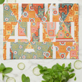 Crazy Diamond Bloemen Kunst Patroon Oranje Keuken Theedoek (Gevouwen)