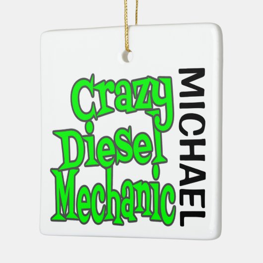 Crazy Diesel Mechanic CUSTOM Keramisch Ornament (Links)
