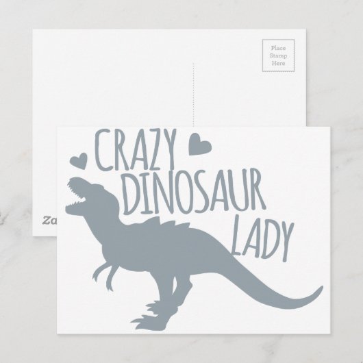 Crazy Dinosaur Lady Briefkaart (Voorkant / Achterkant)