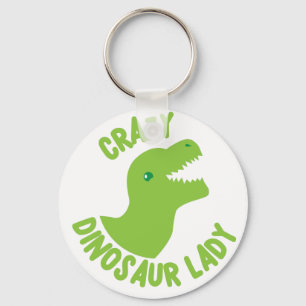 Crazy Dinosaur Lady (in een cirkel) Sleutelhanger