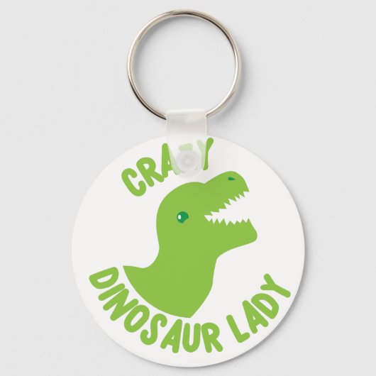 Crazy Dinosaur Lady (in een cirkel) Sleutelhanger (Voorkant)