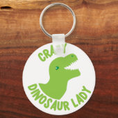 Crazy Dinosaur Lady (in een cirkel) Sleutelhanger (Voorkant)