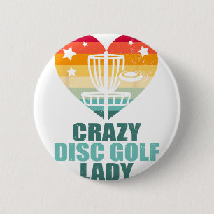 Crazy Disc Golf Dames Vintage Retro Hart Grappige  Ronde Button 5,7 Cm
