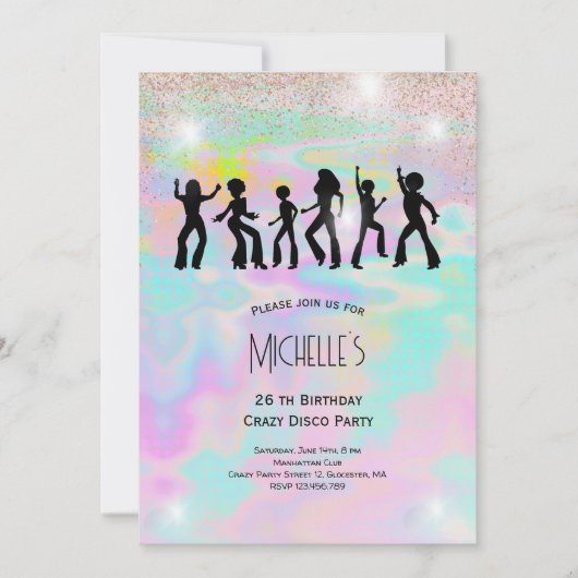 Crazy disco holographic psychedelic jarig kaart (Voorkant)