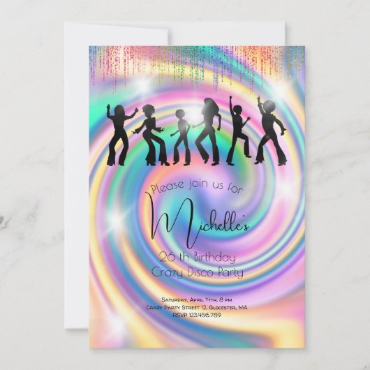 Crazy disco holographic psychedelic jarig kaart (Voorkant)