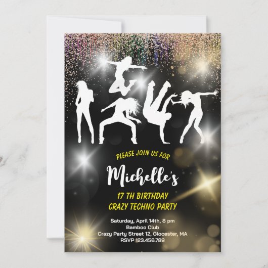 Crazy disco techno psychedelic jarig kaart (Voorkant)