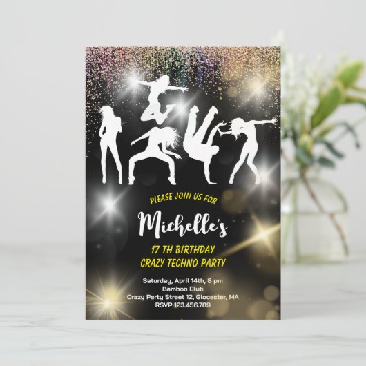 Crazy disco techno psychedelic jarig kaart (Staand voorkant)