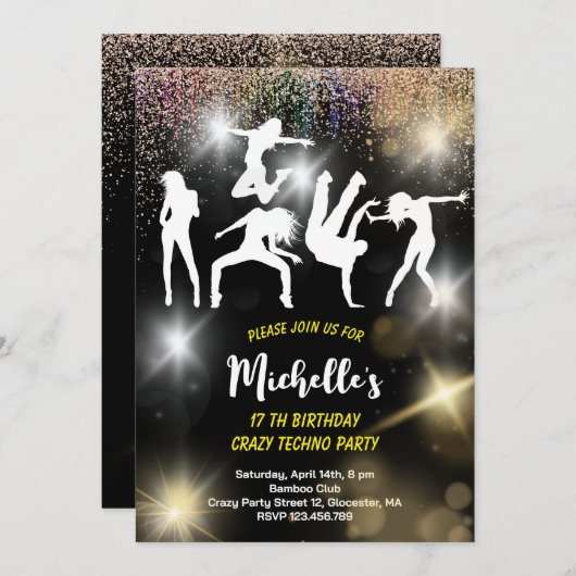 Crazy disco techno psychedelic jarig kaart (Voorkant / Achterkant)