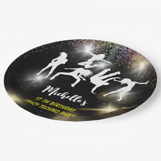 Crazy disco techno psychedelic jarig papieren bordje (Gekanteld)