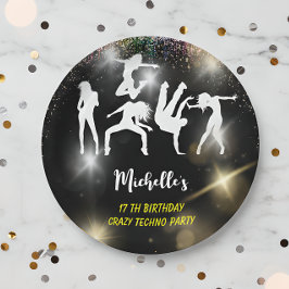 Crazy disco techno psychedelic jarig papieren bordje