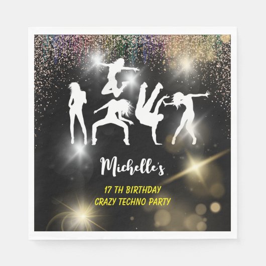 Crazy disco techno psychedelic jarig servet (Voorkant)
