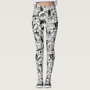 Crazy doedles die in een naadloos patroonontwerp p leggings