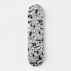 Crazy doedles die in een naadloos patroonontwerp p persoonlijk skateboard