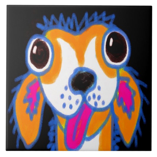 Crazy Dog Abstracte Kunst Tegeltje (Voorkant)
