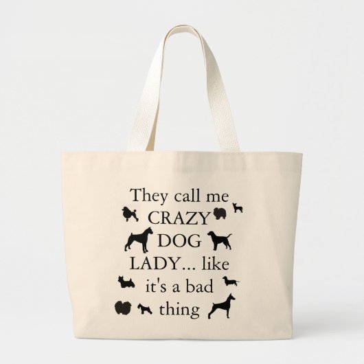 Crazy Dog Lady Grote Tote Bag (Voorkant)