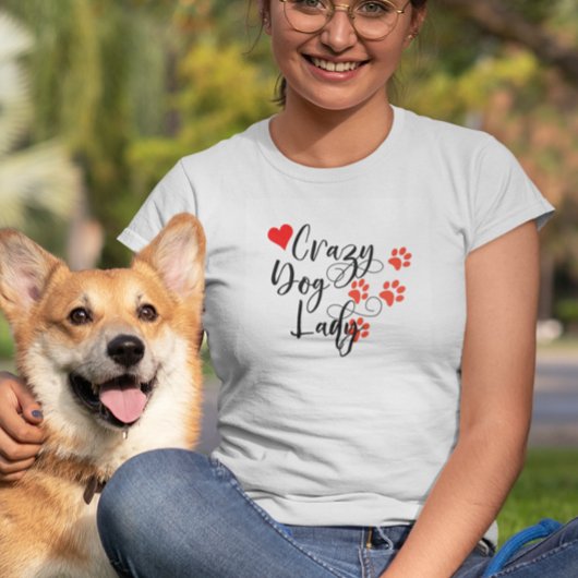 Crazy Dog Lady Heart Paw Prints T-shirt