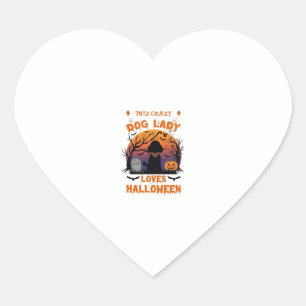 Crazy Dog Lady Loves Halloween Poodle Pumpkin Graf Hart Sticker